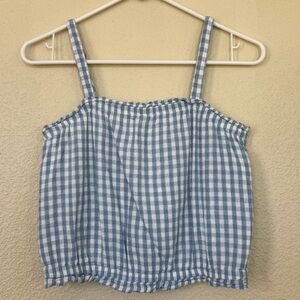 Abercrombie Kids Light Blue and White Checkered Top